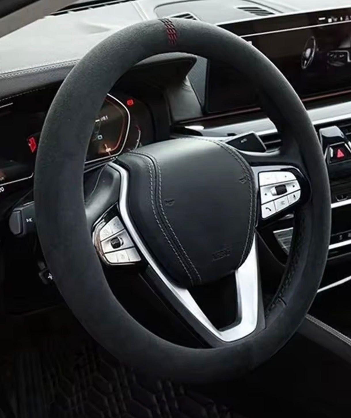 Couvre Volant Alcantara Rouge